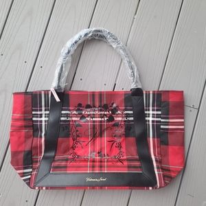 Vctoria's Secret Plaid Tote Bag with Floral Design